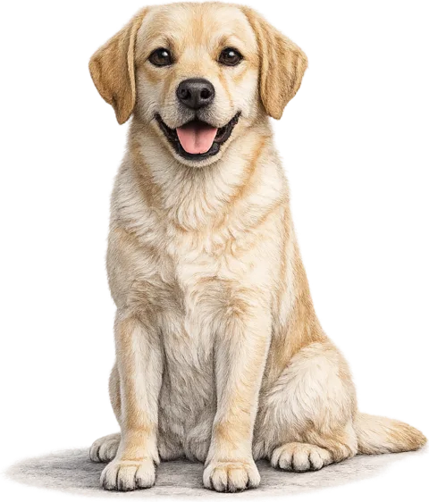 Coloured pencil sketch of a labrador