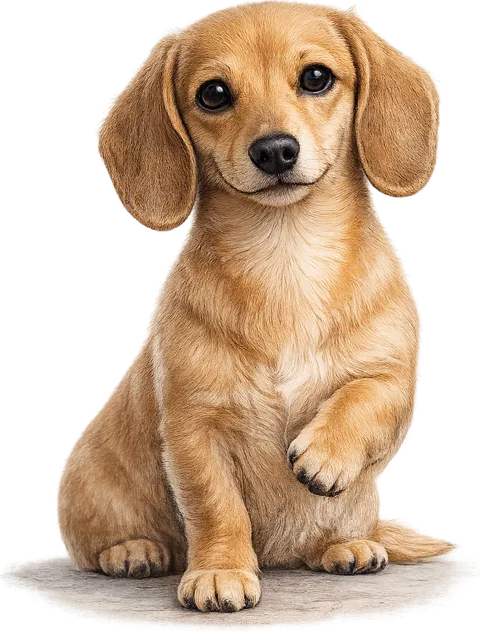 Coloured pencil sketch of a dachshund
