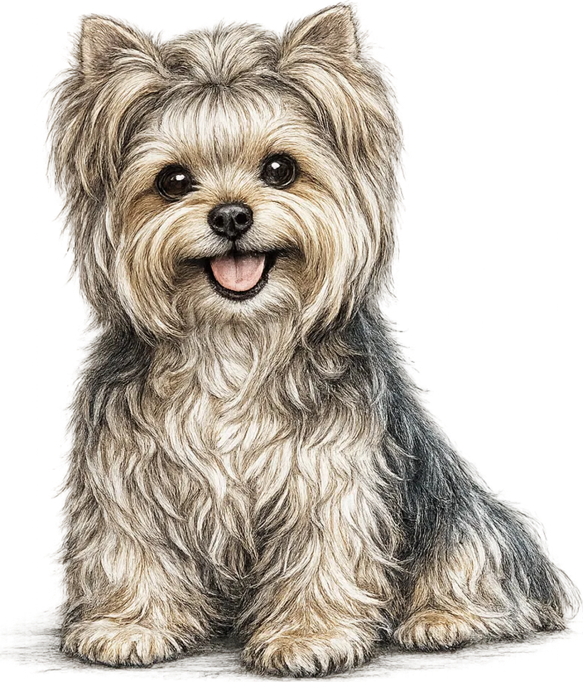 A happy, freshly groomed Yorkshire terrier at Polished Paws